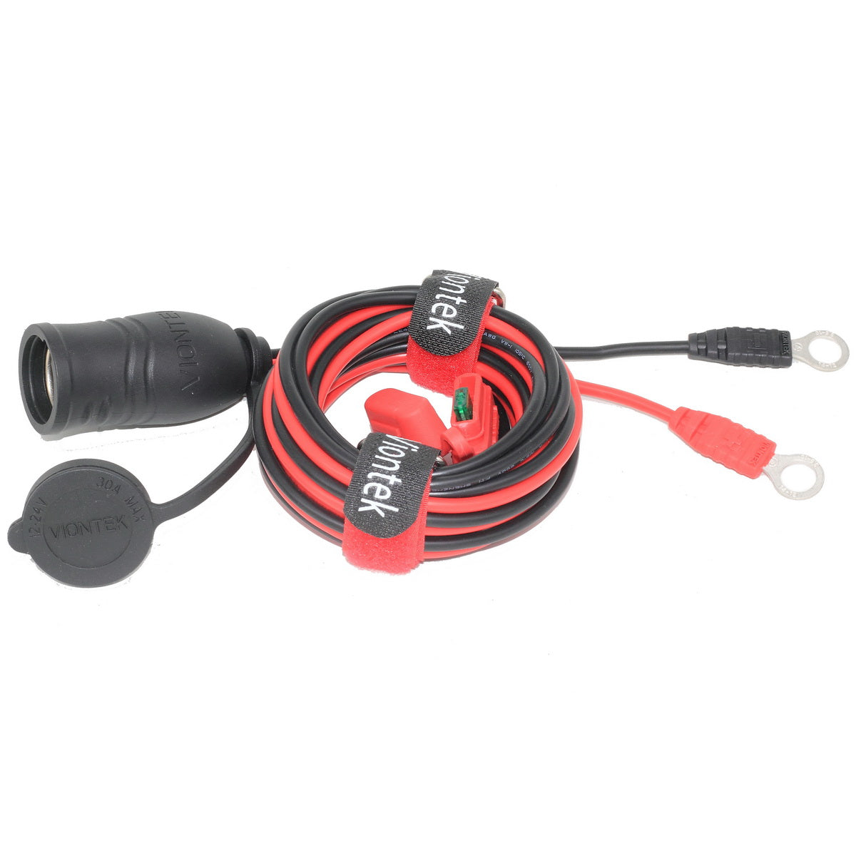 VIONTEK 3/8inch 10,5mm Ring Eyelet terminal to Lighter Socket Power Extension Cable