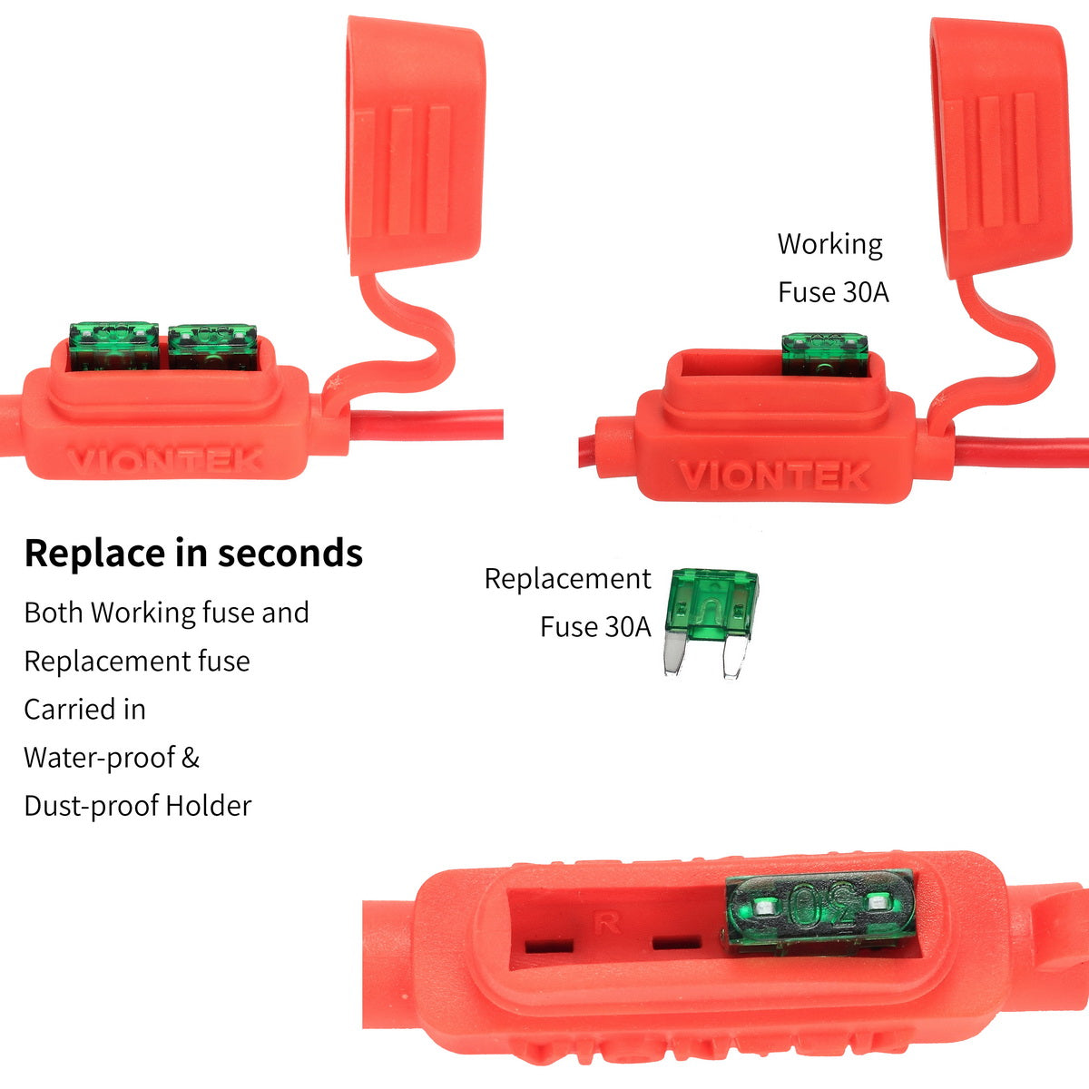VIONTEK Alligator Clip Clamp to Lighter Socket Power Extension Cable