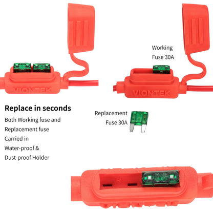 VIONTEK Alligator Clip Clamp to Lighter Socket Power Extension Cable