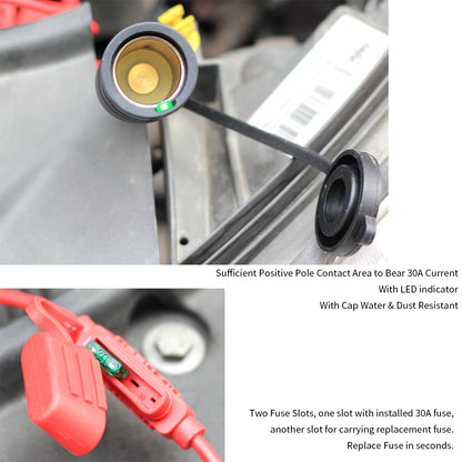 VIONTEK Alligator Clip Clamp to Lighter Socket Power Extension Cable