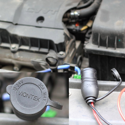 VIONTEK Alligator Clip Clamp to Lighter Socket Power Extension Cable